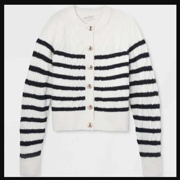 Universal Thread Cashmere-Like Cable Stitch Sweater- Black/White - Small - Picture 4 of 9